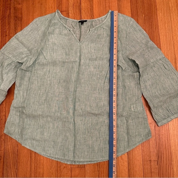 TALBOTS LINEN LANTERN-SLEEVE POPOVER SHIRT - STRIPE XL Petite (k11) - Picture 9 of 11